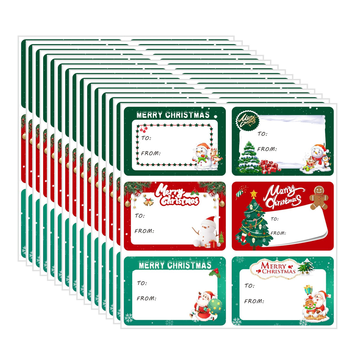 Pack de 90 Etiquetas Adhesivas de Regalo Navideñas