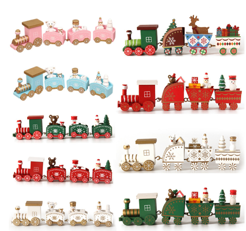 Mini Tren de Madera Navideño (Madera Maciza)