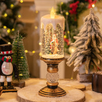 Vela Decorativa de Navidad con Nieve (Cristal)