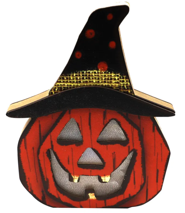 Lámpara de Calabaza de Madera para Halloween