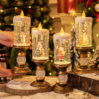 Vela Decorativa de Navidad con Nieve (Cristal)
