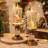 Vela Decorativa de Navidad con Nieve (Cristal)