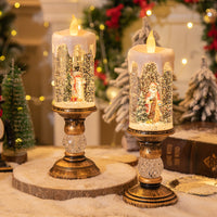 Vela Decorativa de Navidad con Nieve (Cristal)