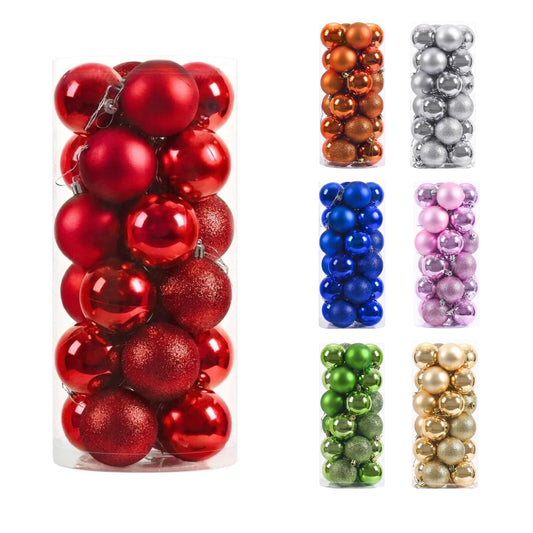 Pack de 24 Bolas de Navidad para el Árbol (4cm, Rojo)
