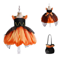 Disfraz Infantil de Bruja Naranja y Negro