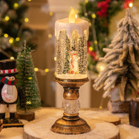 Vela Decorativa de Navidad con Nieve (Cristal)