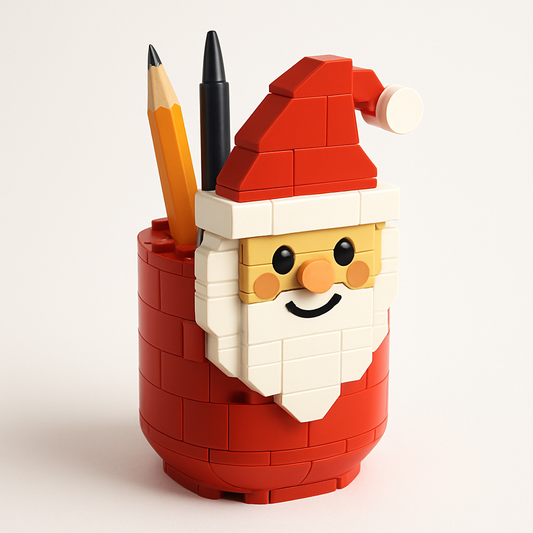Portalápices de Bloques de Construcción Navideño (Papá Noel o Muñeco de Nieve)
